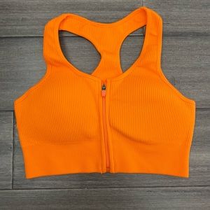 Womens Orange Seamless Sports Bra